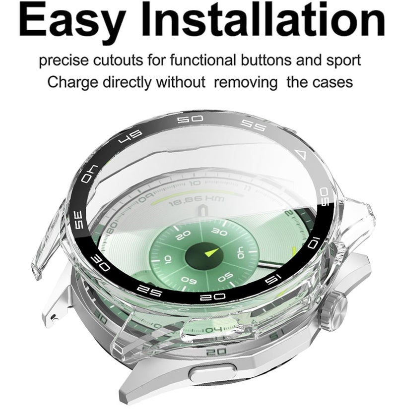 SJet Case for Huawei Watch GT6 46mm Hard PC Case with Tempered Glass Screen Protector with Bumper Guard Protective Cover For Huawei GT 6 46mm (Clear) - Image 4
