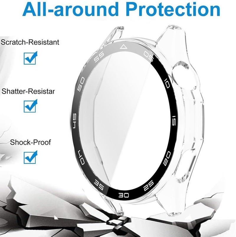 SJet Case for Huawei Watch GT6 46mm Hard PC Case with Tempered Glass Screen Protector with Bumper Guard Protective Cover For Huawei GT 6 46mm (Clear) - Image 2