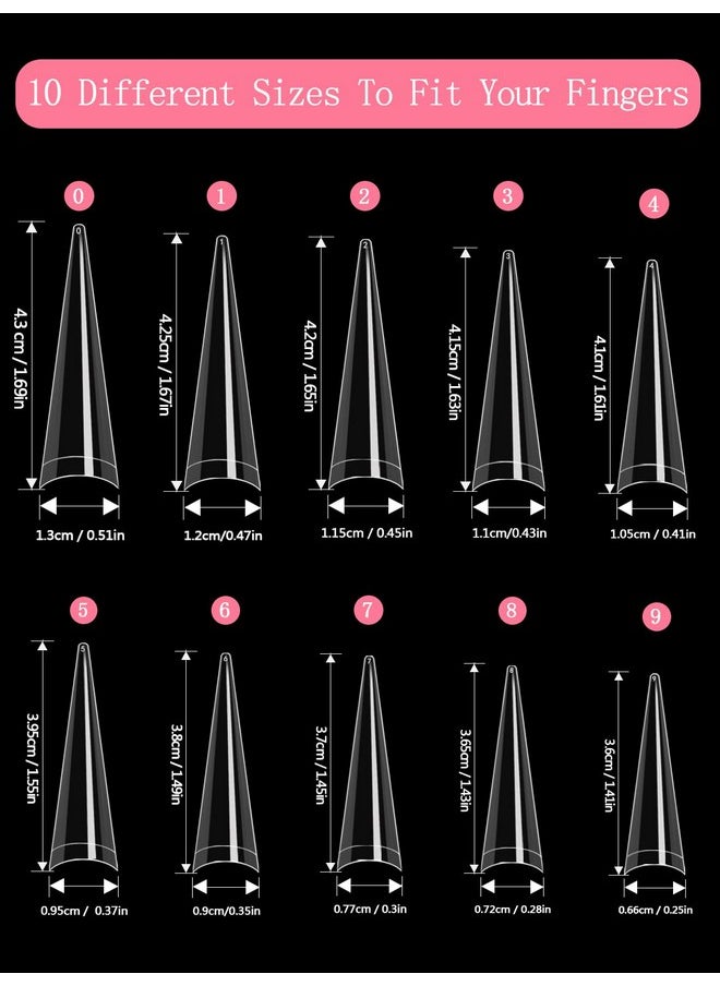 Namgznso Stiletto Nail Tips For Acrylic Nail, 500Pcs Xxl Stiletto Nail Tips Half Cover False Nails Tips For Nail Salon And Home Diy 10 Sizes  - Image 5