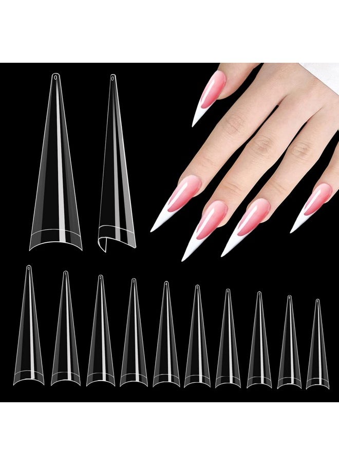 Namgznso Stiletto Nail Tips For Acrylic Nail, 500Pcs Xxl Stiletto Nail Tips Half Cover False Nails Tips For Nail Salon And Home Diy 10 Sizes  - Image 1