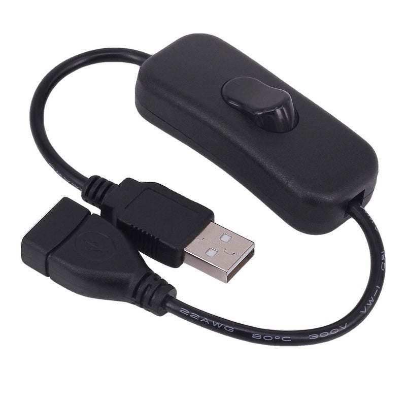كابل USB مجموعة 3 قطع - كابل تمديد ذكر إلى أنثى مع مفتاح هزاز مدمج لجهاز تسجيل القيادة، مصباح مكتب LED، مروحة USB، شريط LED (مجموعة 3 قطع أسود) - Image 5