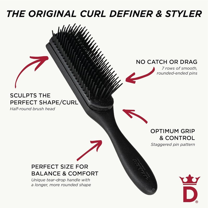 Denman Original Styler, 7 Row for Detangling, Blow-drying, Styling & Smoothing the Hair, All Black D3 - Image 5