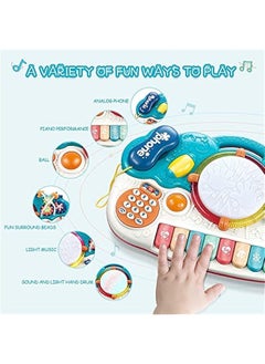 DURKU Baby Piano Toy Keyboard for Girls & Boys - Early Education Music Toys for 6-36 Months - 8 Keys, 6 in 1 Electronic Drum Set & Phone  - Image 3