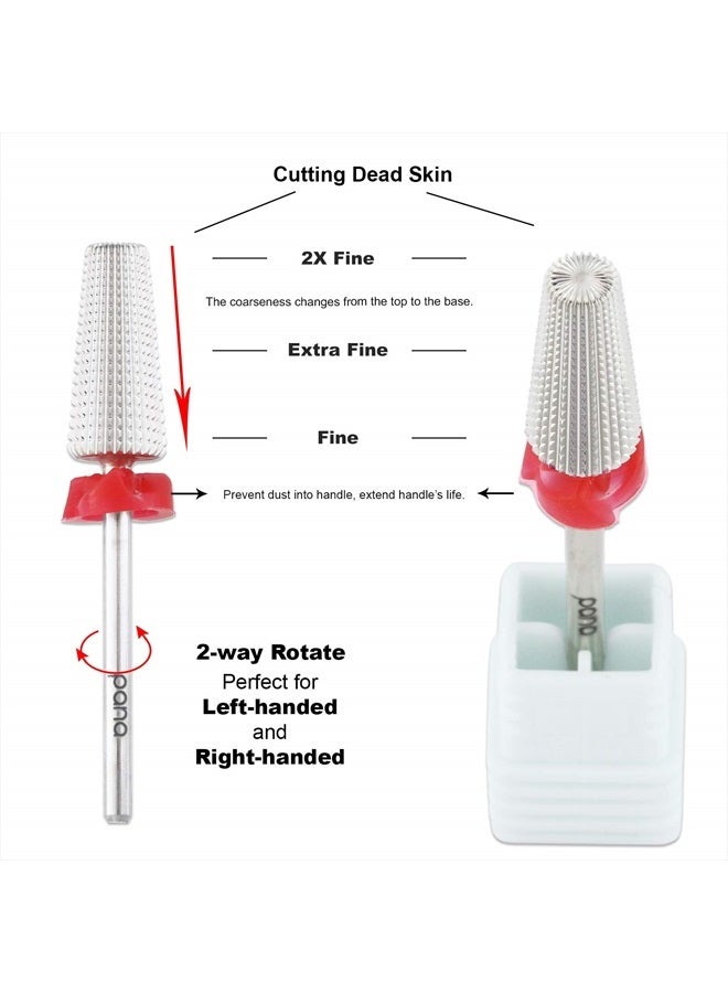 Pana Nail Carbide 5 in 1 Bit - Two Way Rotate use for Both Left and Right Handed - Fast Remove Acrylic or Hard Gel - 3/32" Shank - Manicure, Nail Art, Drill Machine (Fine - F, Silver) - Image 3