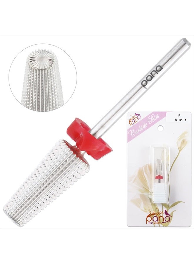 Pana Nail Carbide 5 in 1 Bit - Two Way Rotate use for Both Left and Right Handed - Fast Remove Acrylic or Hard Gel - 3/32" Shank - Manicure, Nail Art, Drill Machine (Fine - F, Silver) - Image 5