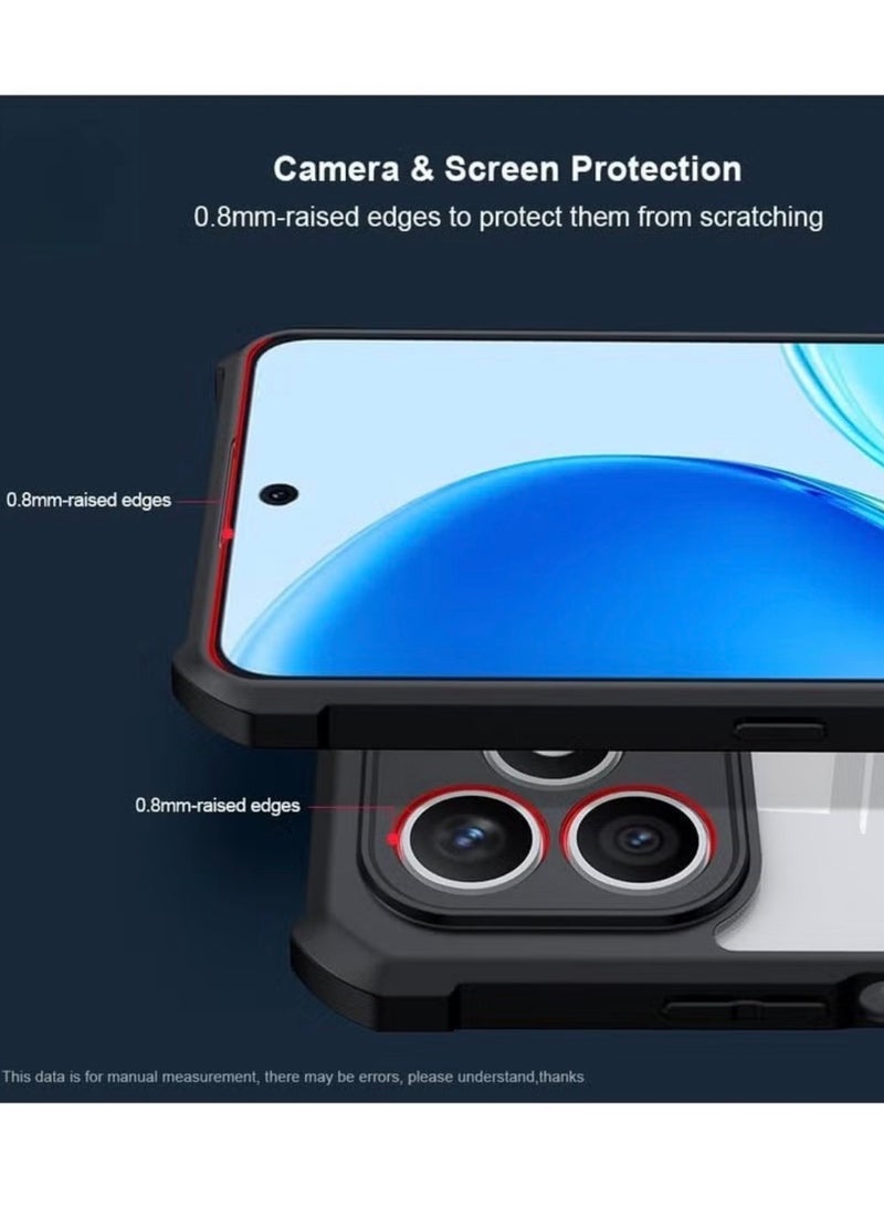 Xundo Clear Case for Honor X8D | Premium Rugged | Durable Shock-absorbing Frame | Black Border | Thermoplastic Polyurethane | Airbag Anti-drop Protection - Clear - Image 3