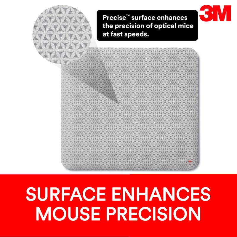 3M Precise Mouse Pad with Repositionable Adhesive Back, Enhances the Precision of Optical Mice at Fast Speeds and Extends the Battery Life of Wireless Mice up to 50%*, 8.5" x 7", Bitmap (MP200PS) - Image 3