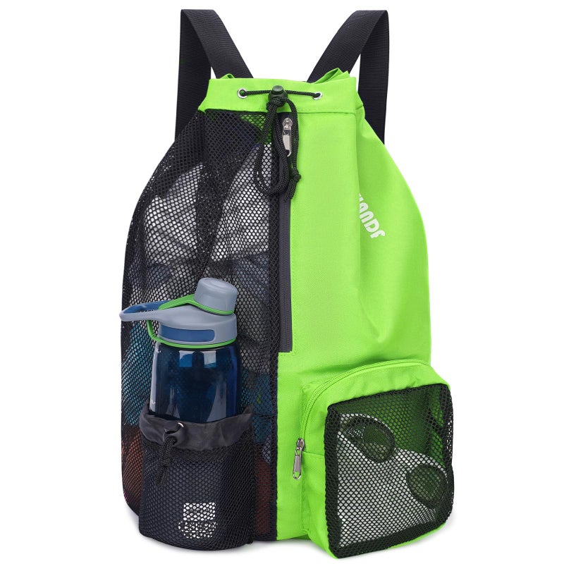 WANDF Swim Bag Mesh Drawstring Backpack with Wet Pocket Beach Backpack for Swimming, Gym, and Workout Gear (Green) - Image 1