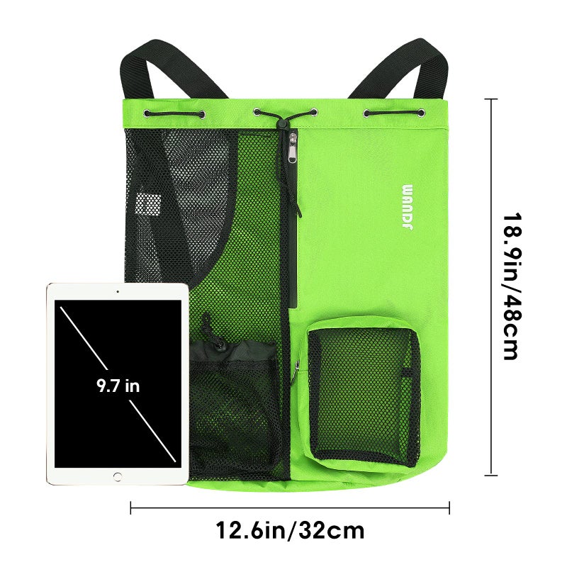 WANDF Swim Bag Mesh Drawstring Backpack with Wet Pocket Beach Backpack for Swimming, Gym, and Workout Gear (Green) - Image 5