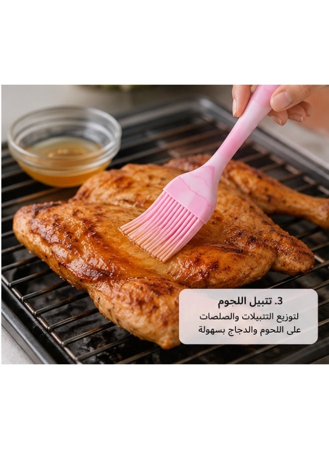 فرشاة سيليكون للطهي والخبز مقاومة للحرارة حتى 316°م – فرشاة دهان سيليكون غذائي خالية من BPA لدهن الزبدة والزيت والبيض والصلصات والتتبيلات، شعيرات سيليكون مرنة لا تتساقط، آمنة للأواني غير اللاصقة، سهلة التنظيف ومناسبة للشواء والمخبوزات - Image 4