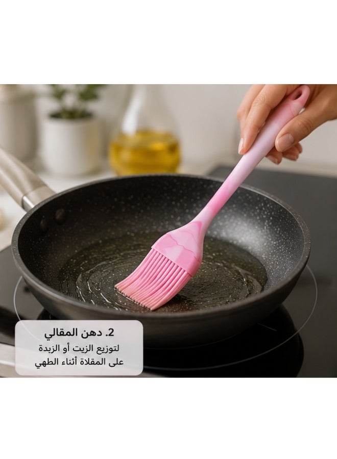 فرشاة سيليكون للطهي والخبز مقاومة للحرارة حتى 316°م – فرشاة دهان سيليكون غذائي خالية من BPA لدهن الزبدة والزيت والبيض والصلصات والتتبيلات، شعيرات سيليكون مرنة لا تتساقط، آمنة للأواني غير اللاصقة، سهلة التنظيف ومناسبة للشواء والمخبوزات - Image 3