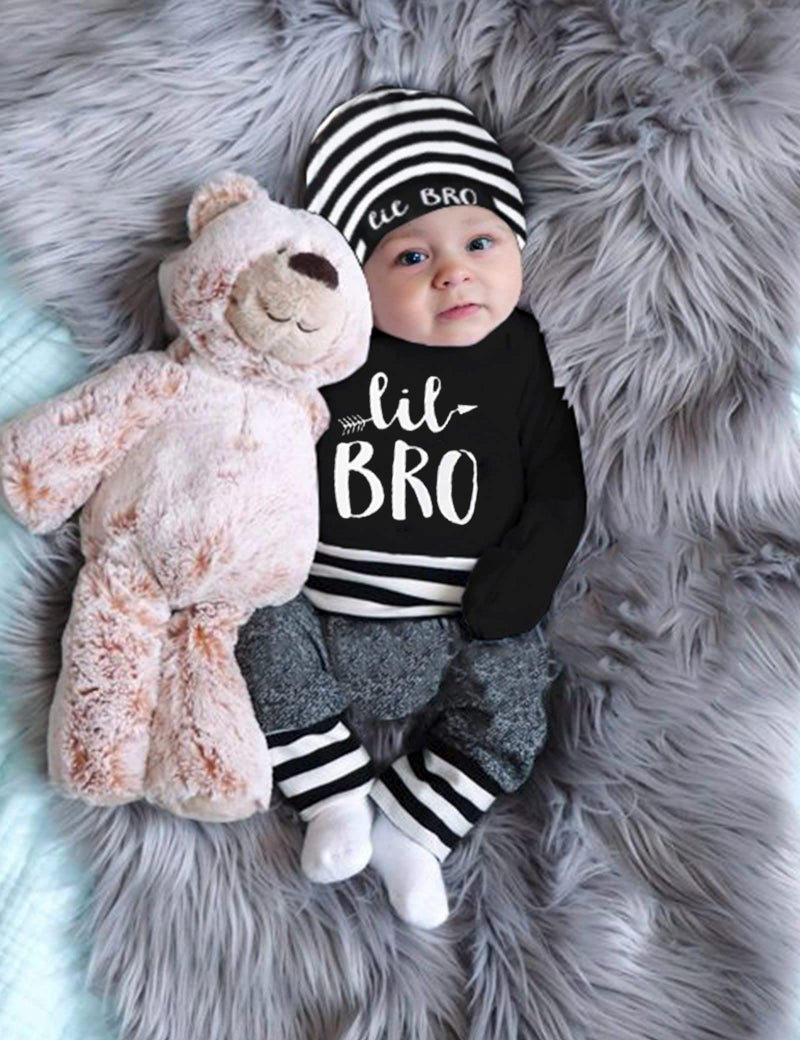 Fommy Baby Boy Clothes 3-6 Months Fall Winter Baby Clothes Boy Long Sleeve Little Bro Romper Little Man Pants 3pcs Cute Baby Boy Outfits - Image 2