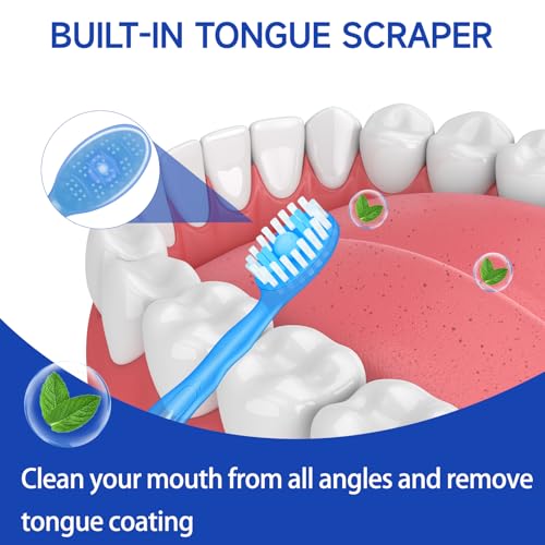 JOUGE Mini Disposable Toothbrushes with Toothpaste 26 pcs 5 in 1 Travel Portable Toothbrush with Toothpaste + Tongue Scraper + Picks+Floss Travel Case (Mix 5 Flavors, 26) - Image 4