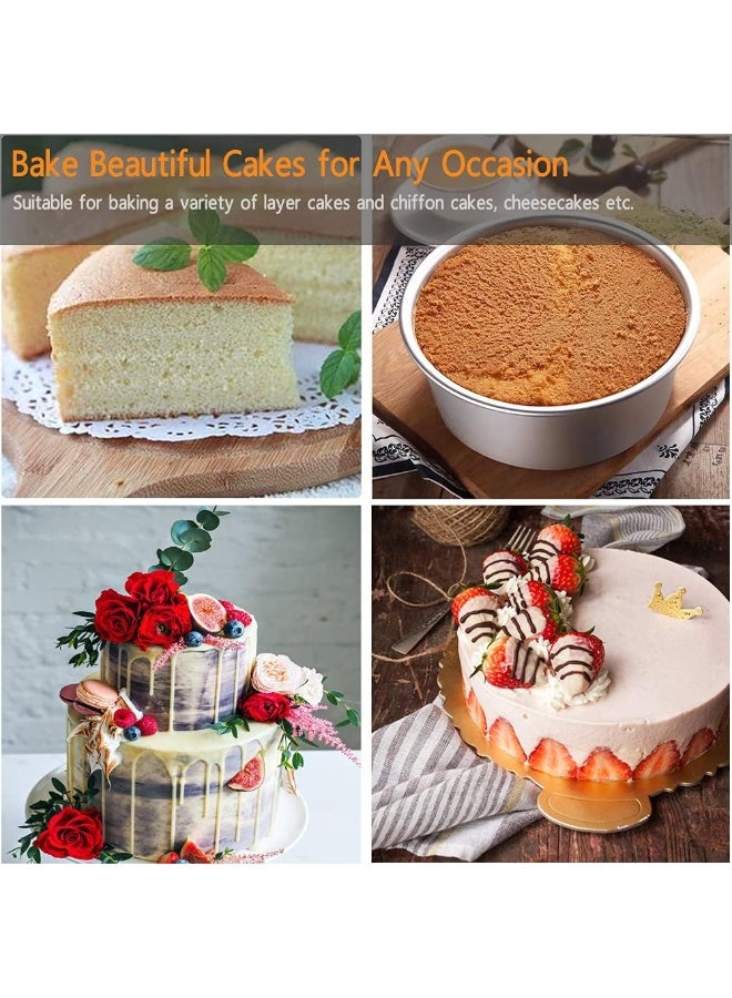 MINIBO 6 Inch Round Cake Pan, Non-Stick Cake Baking Pans with Removable Bottom, Aluminum Cheesecake Pan Chiffon Cake Mould - Image 4