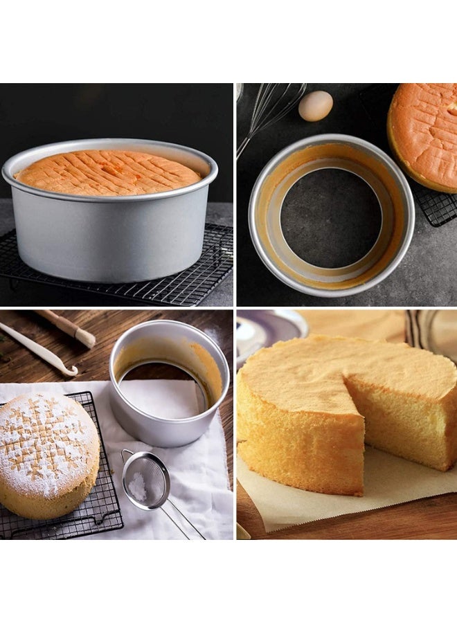 MINIBO 6 Inch Round Cake Pan, Non-Stick Cake Baking Pans with Removable Bottom, Aluminum Cheesecake Pan Chiffon Cake Mould - Image 3