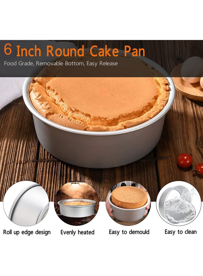 MINIBO 6 Inch Round Cake Pan, Non-Stick Cake Baking Pans with Removable Bottom, Aluminum Cheesecake Pan Chiffon Cake Mould - Image 2