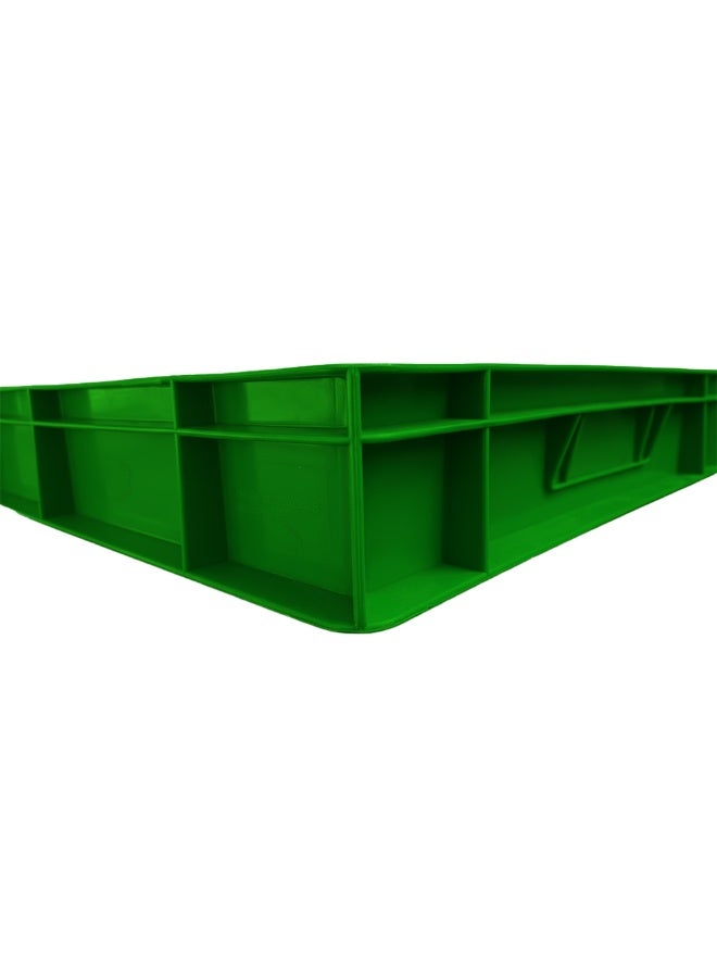 Plastica Industries LLC 4pcs of Plastic Storage Crate 600x400x80mm Stackable Food Grade Catering Crate, Heavy Duty - Green - Image 2