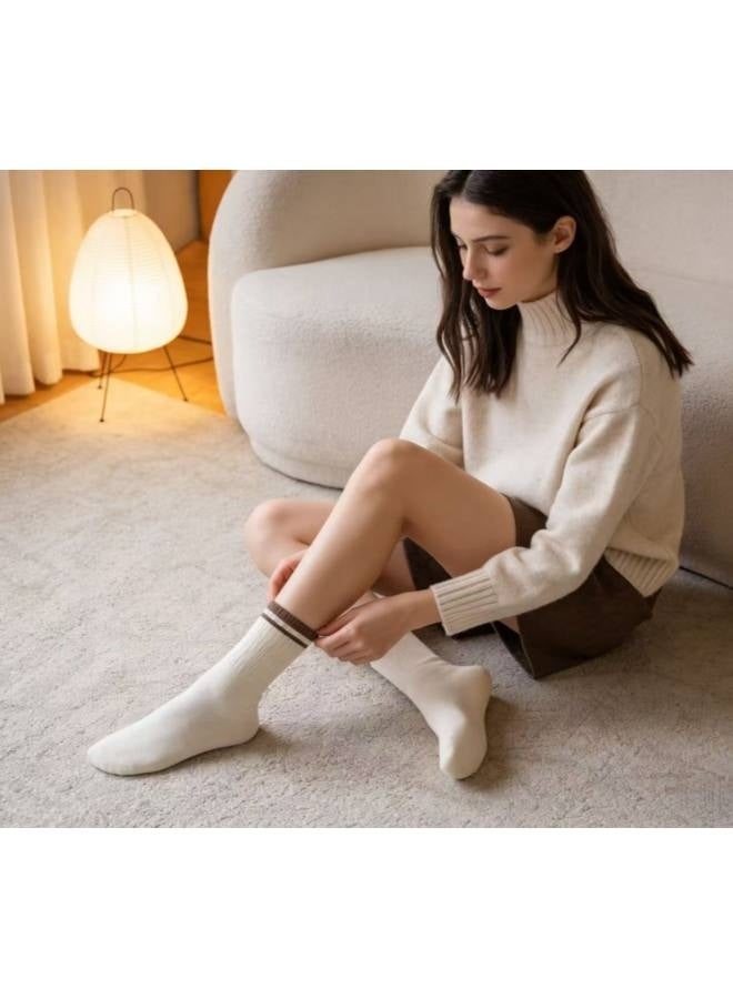 ٥ أزواج - جوارب نسائية بسيطة ومخصصة متوسطة الطول، بتصاميم ربيعية وصيفية رقيقة، جوارب طويلة للزوجين من الطلاب - Image 4