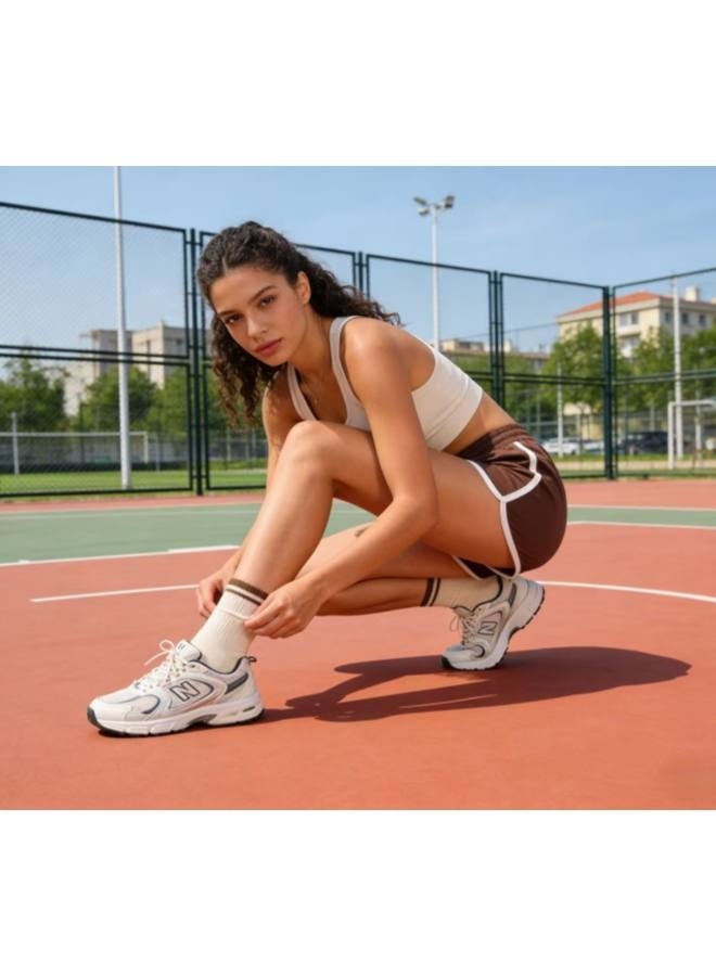 ٥ أزواج - جوارب نسائية بسيطة ومخصصة متوسطة الطول، بتصاميم ربيعية وصيفية رقيقة، جوارب طويلة للزوجين من الطلاب - Image 5