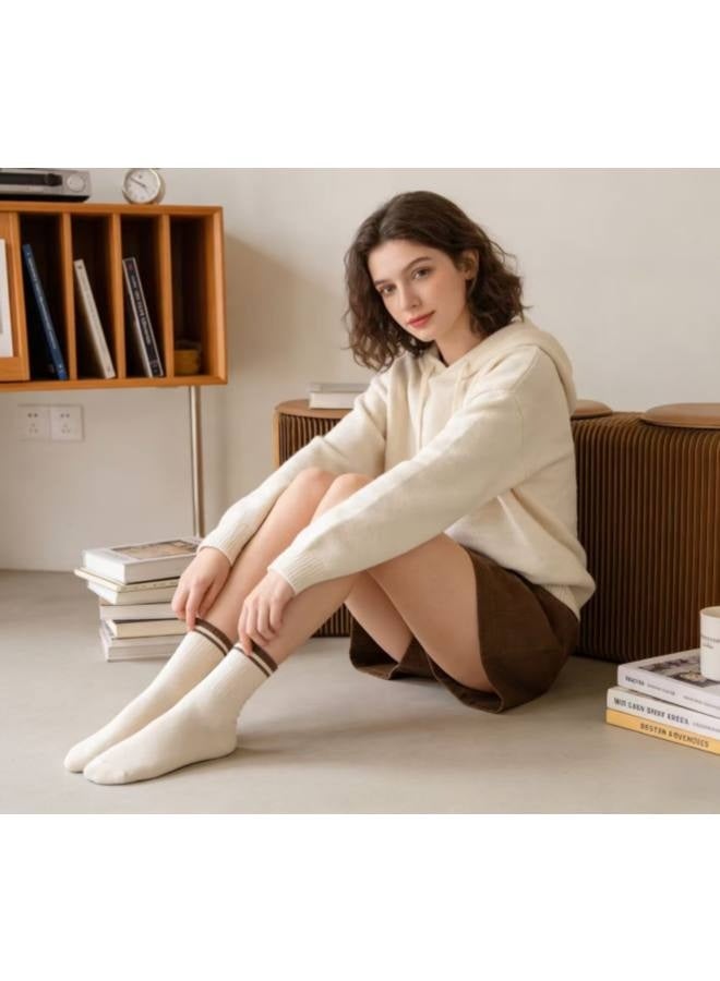 ٥ أزواج - جوارب نسائية بسيطة ومخصصة متوسطة الطول، بتصاميم ربيعية وصيفية رقيقة، جوارب طويلة للزوجين من الطلاب - Image 3
