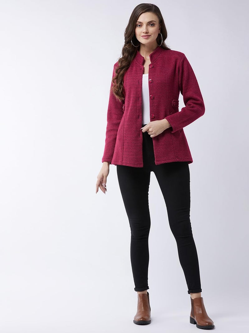 Pivl Women's Long Acrylic Blend Sweater for Winter_Magenta_M||Winterwear|| - Image 3