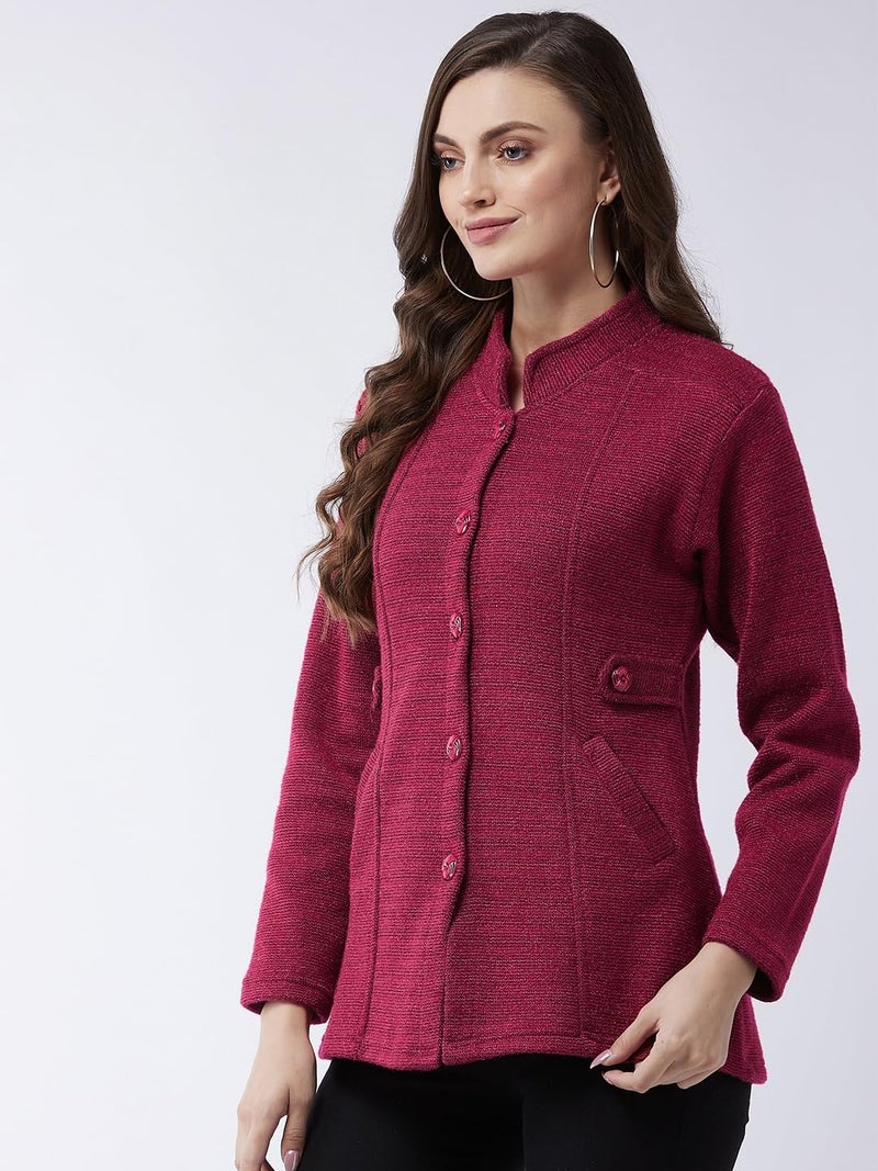 Pivl Women's Long Acrylic Blend Sweater for Winter_Magenta_M||Winterwear|| - Image 4