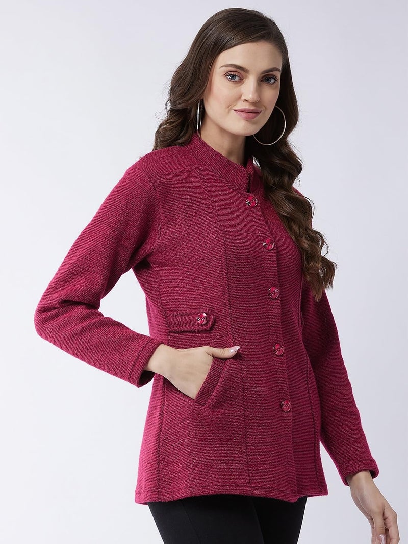 Pivl Women's Long Acrylic Blend Sweater for Winter_Magenta_M||Winterwear|| - Image 5