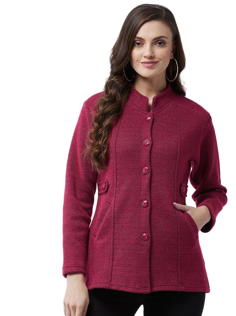 Pivl Women's Long Acrylic Blend Sweater for Winter_Magenta_M||Winterwear|| - Image 1