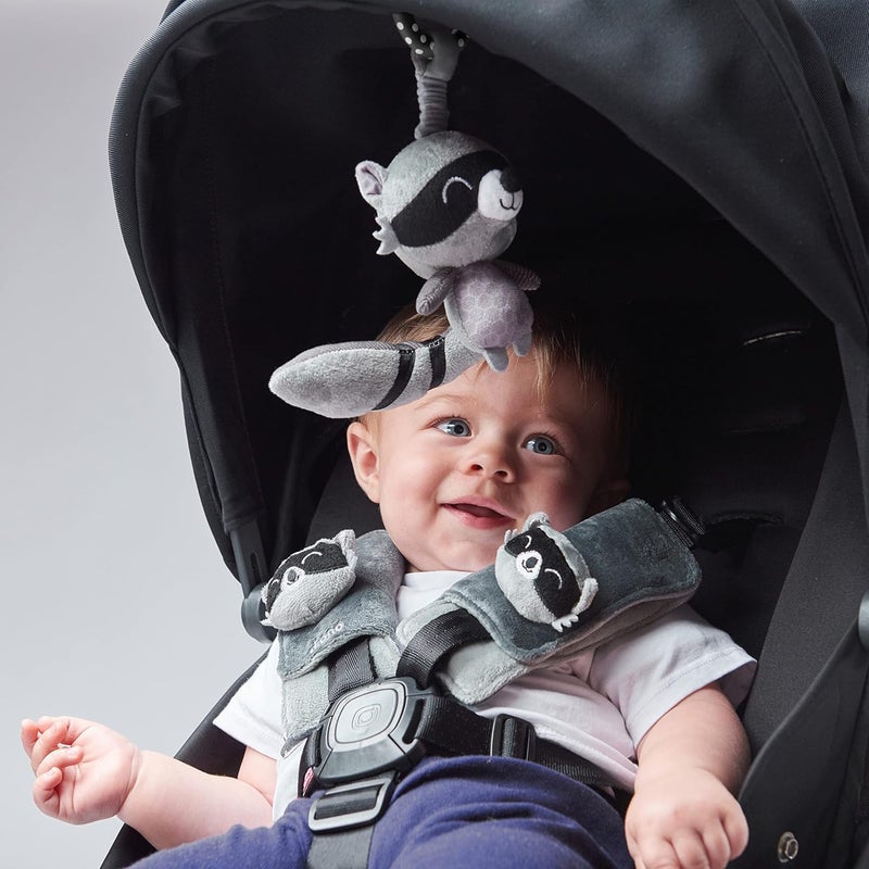 Diono Baby Racoon Character Car Seat Straps  Toy Shoulder Pads for Baby Infant Toddler 2 Pack Soft Seat Belt Cushion and Stroller Harness Covers Helps Prevent Strap Irritation - Image 2