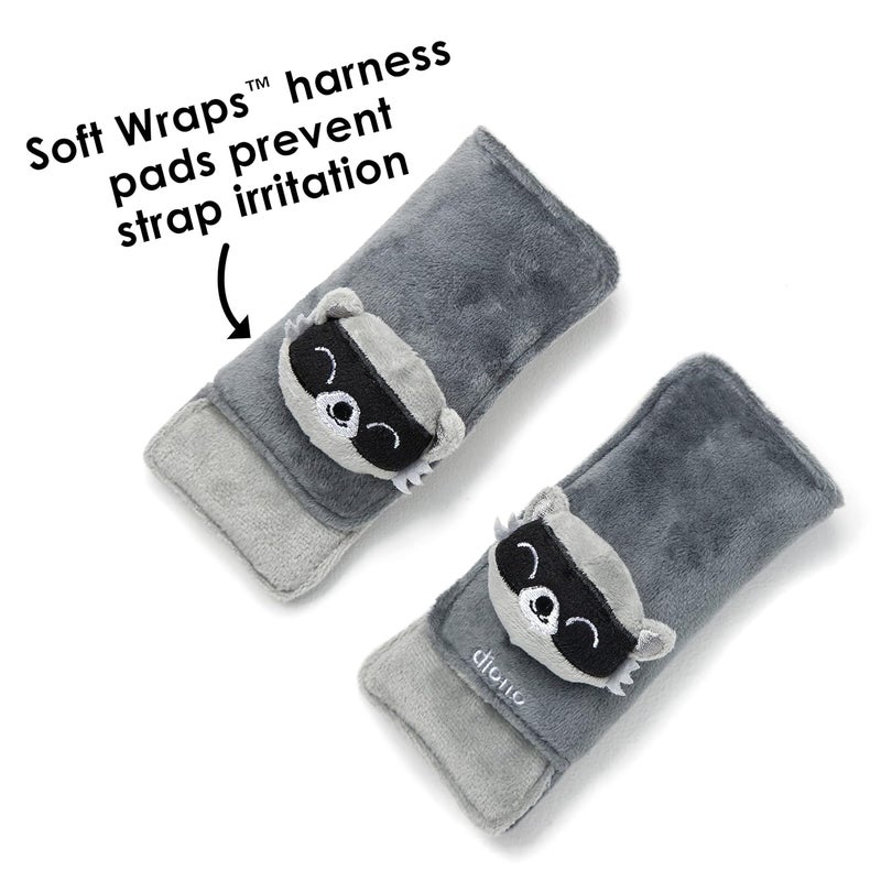 Diono Baby Racoon Character Car Seat Straps  Toy Shoulder Pads for Baby Infant Toddler 2 Pack Soft Seat Belt Cushion and Stroller Harness Covers Helps Prevent Strap Irritation - Image 3