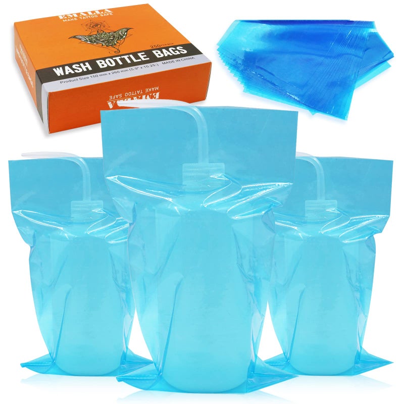 Autdor Tattoo Bottle Bags - Autdor 250pcs Disposable Tattoo Wash Bottle Bags Covers Sleeves Squeeze Bottle Bag Cover for Tattoo Bottles Tattoo Supplies Tattoo Accessories
