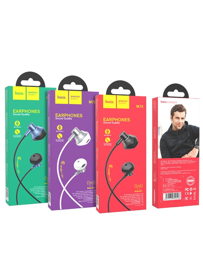 Generic HOCO/hoco M75 Beile Neutral Headset With Mic For 3.5 Interface Mobile Phone Music Headset-Color:Silver  - Image 5