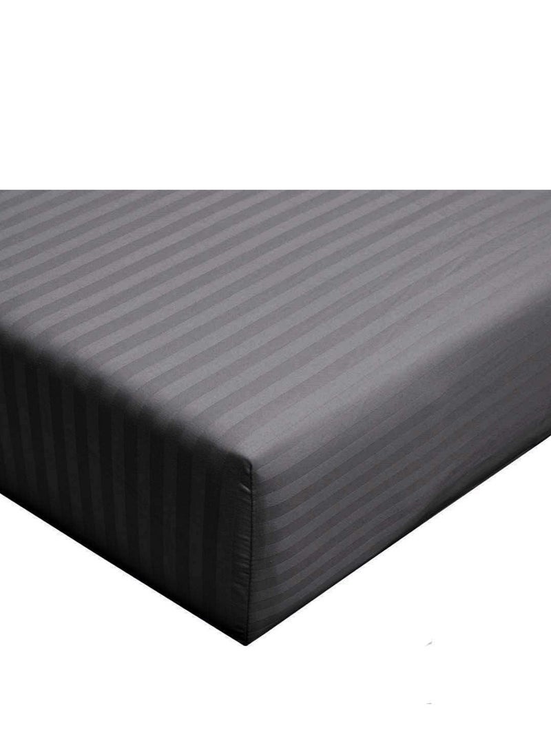 Umeema Soft Cotton Striped Duvet Cover Set Fitted Bedsheet with Pillowcases 6 Pieces King Size (220x240cm) - Image 3