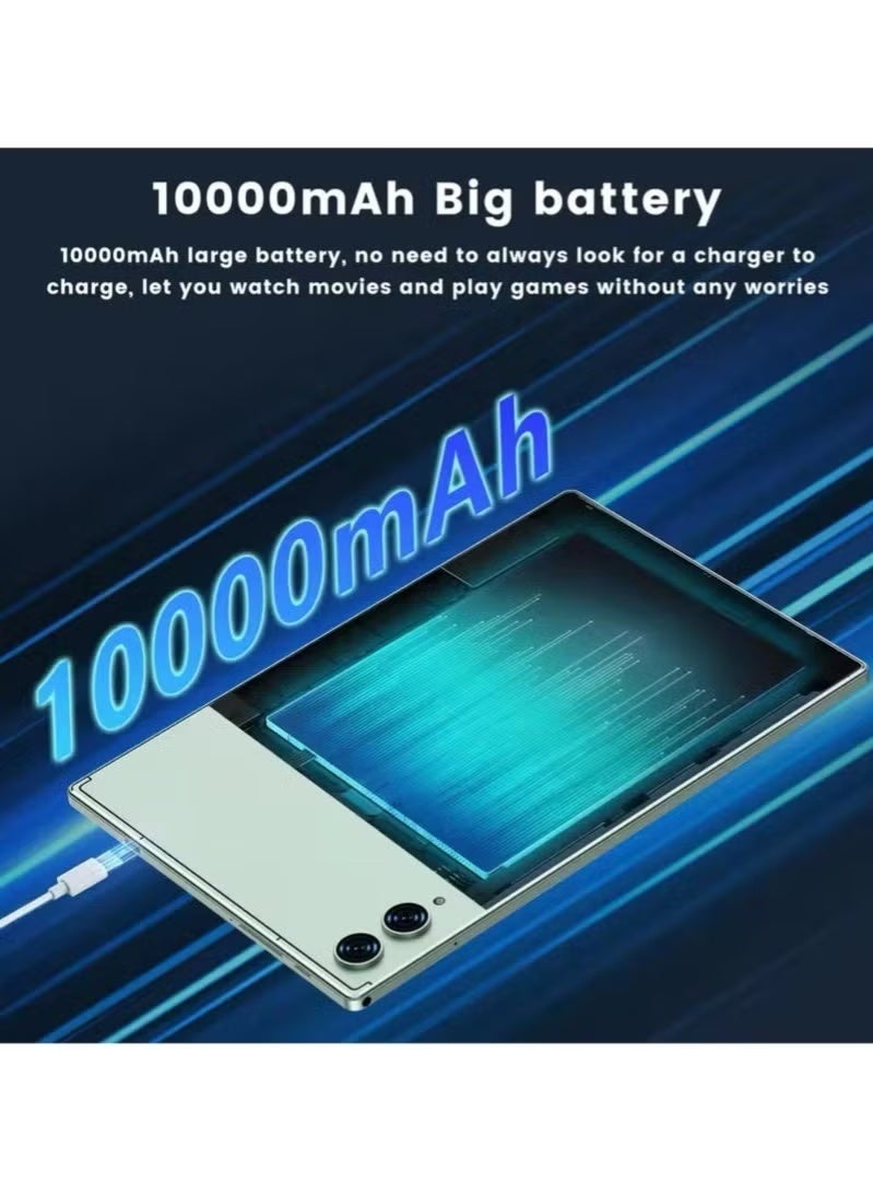AIR TAB S10 Ultra 10.1 Inch 5G Wi-Fi Android Tablet, 16GB RAM 1TB Storage, 10000mAh Battery, Dual Camera, Face Unlock with Wireless Arabic Keyboard – High Performance Green Tablet - Image 2