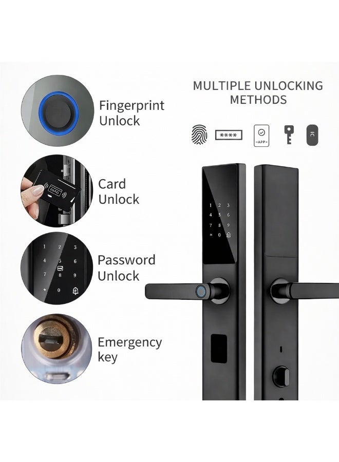 FENGB FW01 Smart Door Lock, Integrated Wi-Fi and Bluetooth, Keyless Fingerprint Door Lock with Handle, Home Password, Magnetic Cards, Security Key for Home - Image 4