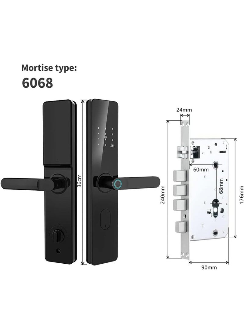 FENGB FW01 Smart Door Lock, Integrated Wi-Fi and Bluetooth, Keyless Fingerprint Door Lock with Handle, Home Password, Magnetic Cards, Security Key for Home - Image 2