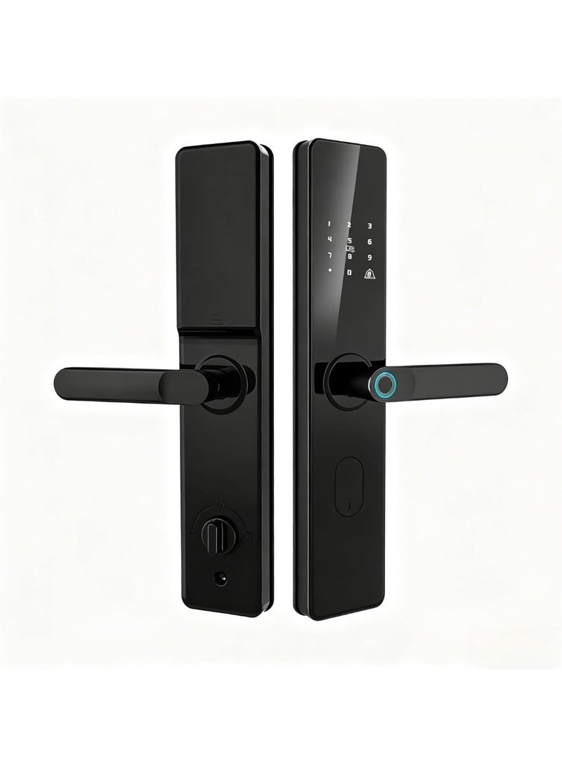 FENGB FW01 Smart Door Lock, Integrated Wi-Fi and Bluetooth, Keyless Fingerprint Door Lock with Handle, Home Password, Magnetic Cards, Security Key for Home - Image 1