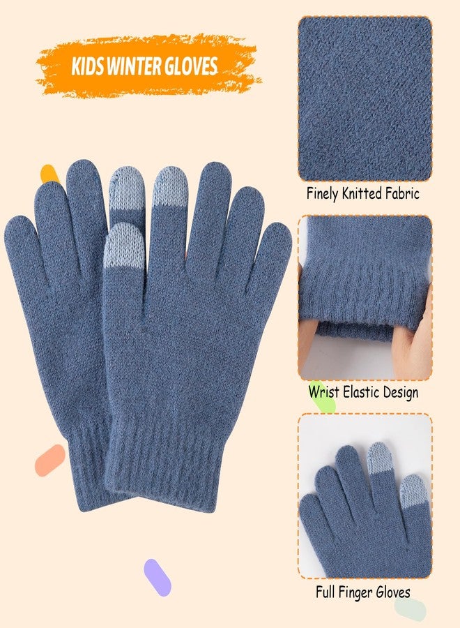 Comfoex 3 Pcs Kids Winter Hat Scarf Gloves Set Boys Girls Knit Neck Warmer Fleece Lined Children Beanie Hat Set for Ages 4-8 - Image 5