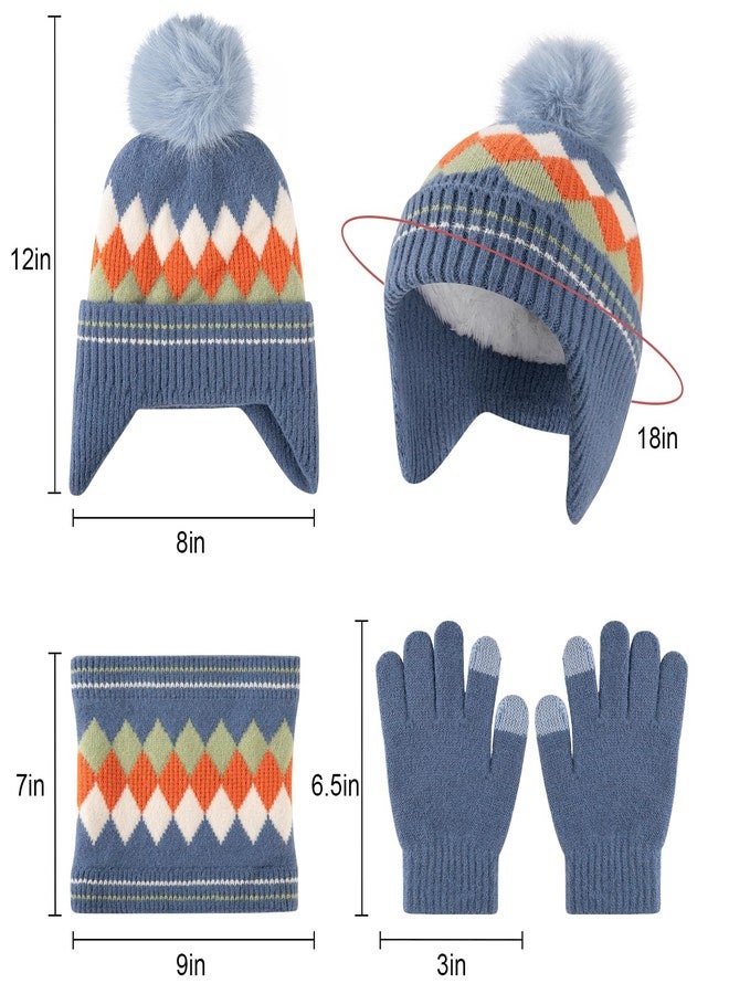 Comfoex 3 Pcs Kids Winter Hat Scarf Gloves Set Boys Girls Knit Neck Warmer Fleece Lined Children Beanie Hat Set for Ages 4-8 - Image 2