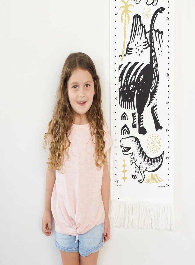Wee Gallery Canvas Growth Chart for Kids, Toddler Height Tracker Ruler, 44x13 Inches Nursery Wall Hanging Decor, Organic Cotton Growth Chart, Modern Keepsake for Home or Playroom, Dino - Image 3