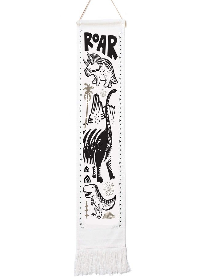 Wee Gallery Canvas Growth Chart for Kids, Toddler Height Tracker Ruler, 44x13 Inches Nursery Wall Hanging Decor, Organic Cotton Growth Chart, Modern Keepsake for Home or Playroom, Dino - Image 1