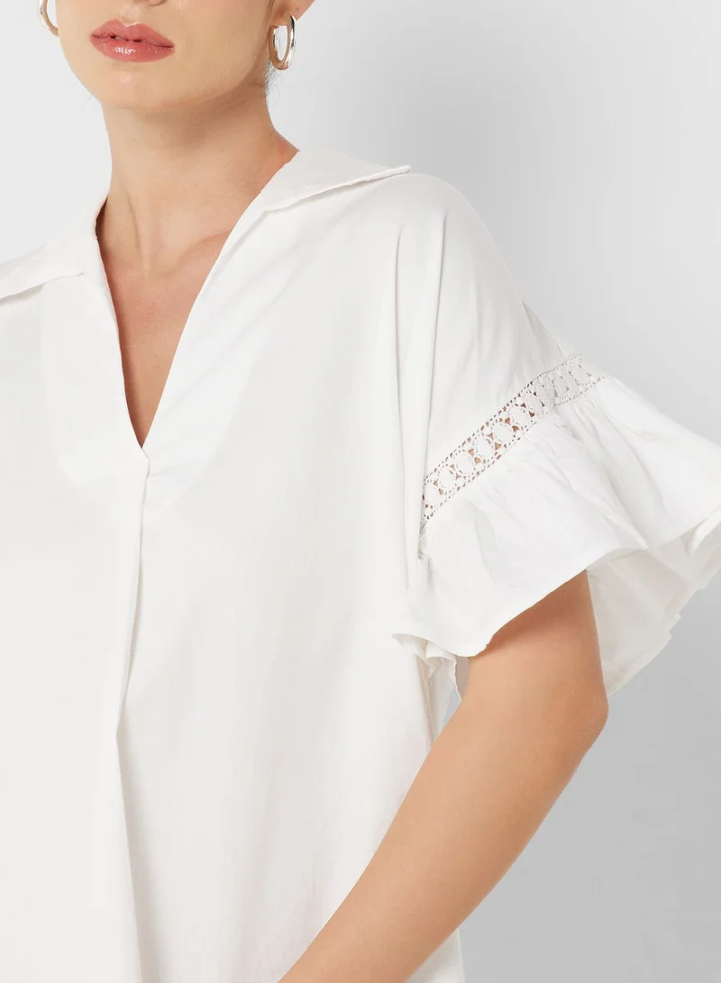 French Connection Ruffle Sleeve Shirt