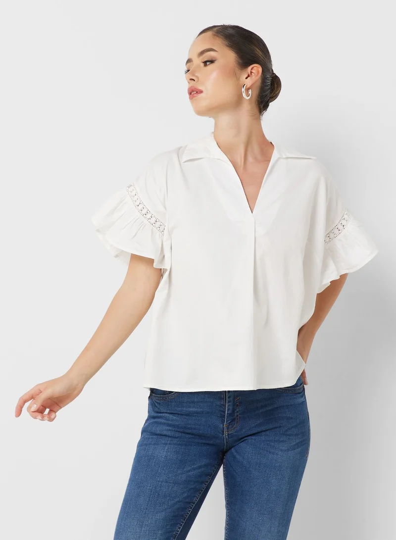 French Connection Ruffle Sleeve Shirt