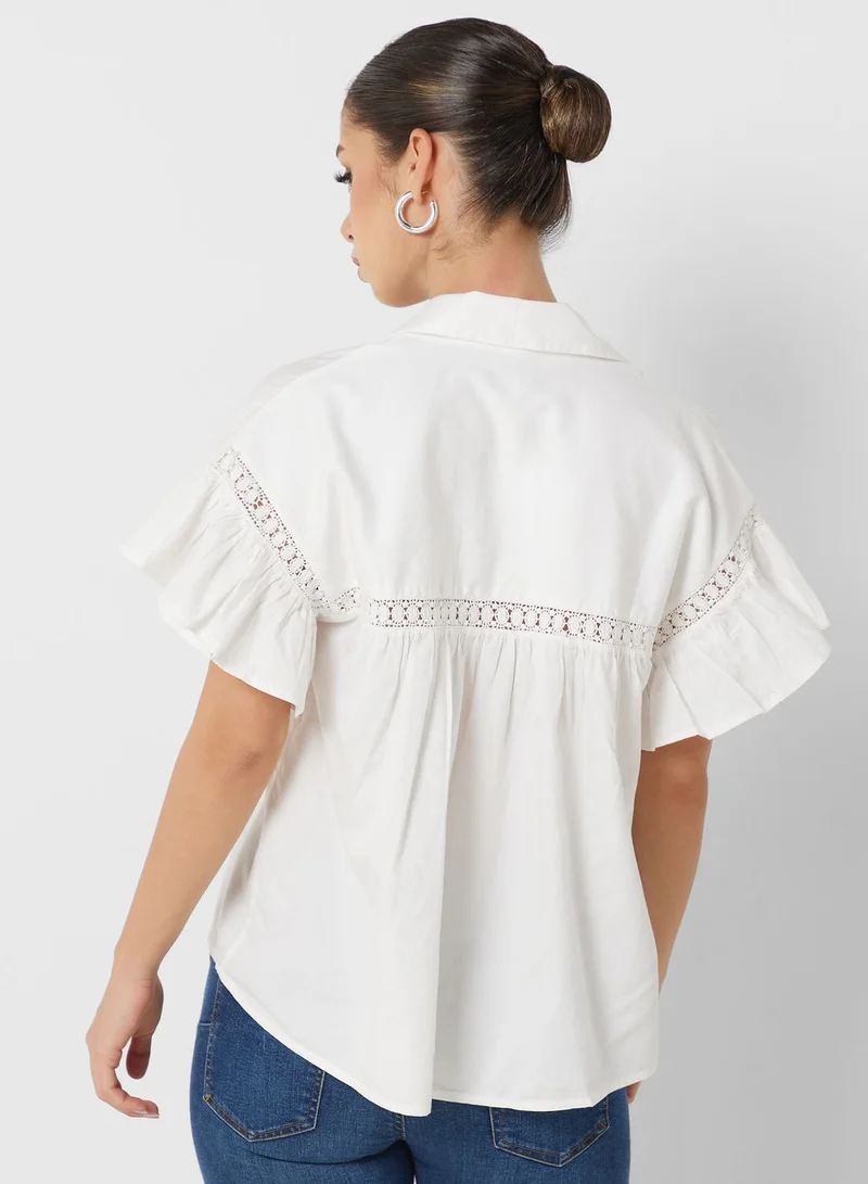 French Connection Ruffle Sleeve Shirt