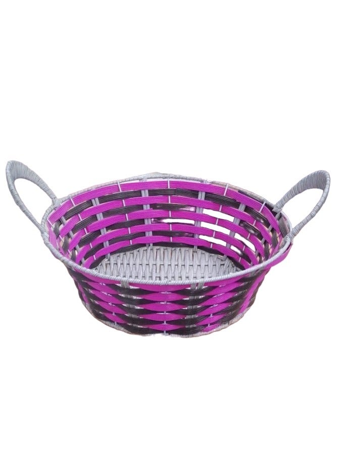 Elegant Round Serving Basket With Handles 29*29 Cm Multicolour - Image 1