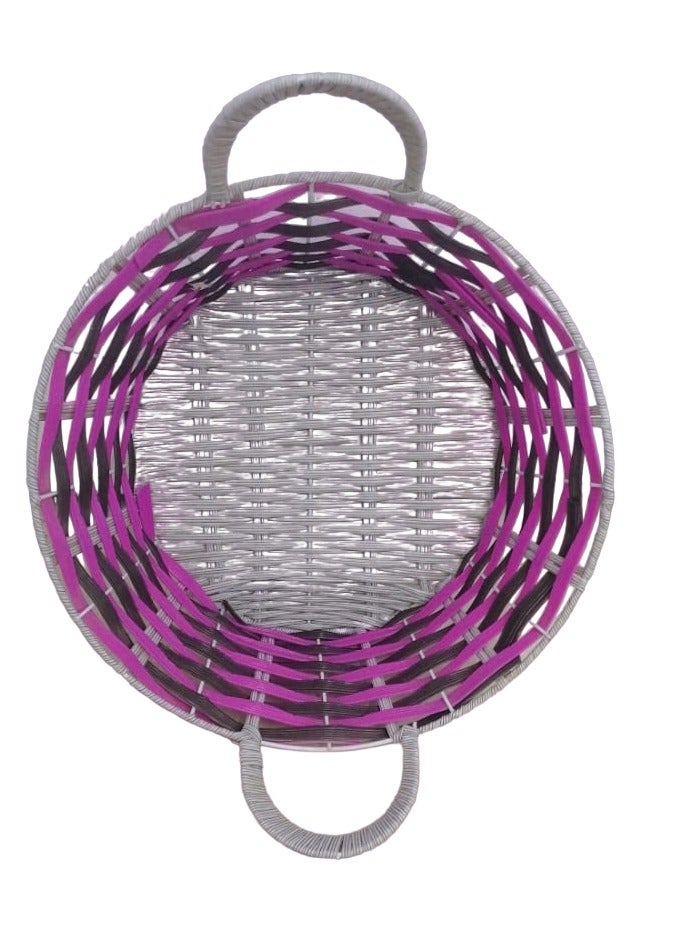 Elegant Round Serving Basket With Handles 29*29 Cm Multicolour - Image 2