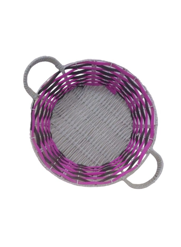 Elegant Round Serving Basket With Handles 29*29 Cm Multicolour - Image 3