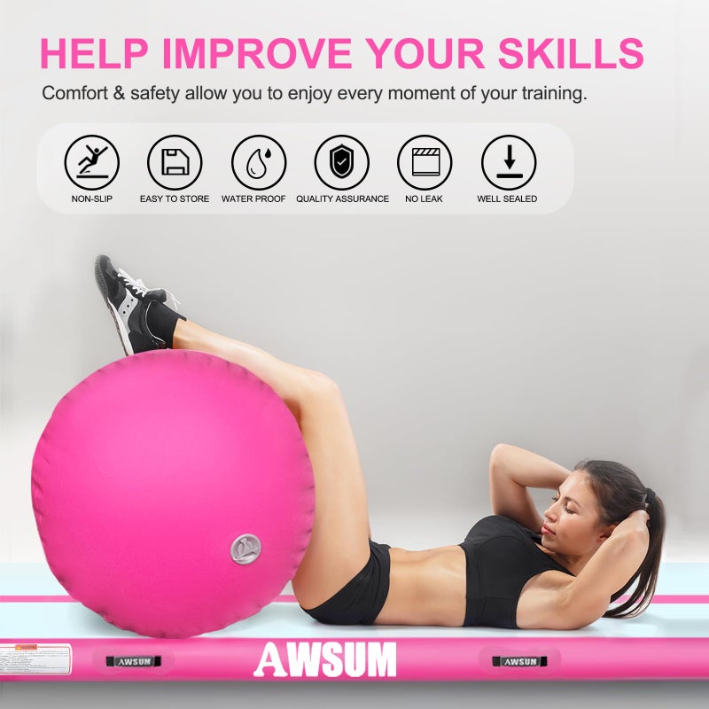 AWSUM Gymnastics Tumbling Equipment Barrel Inflatable Air Roller Thicken Octagon Mat back Handspring Trainer for Cheerleading Training Home Use, Without pump - Image 4