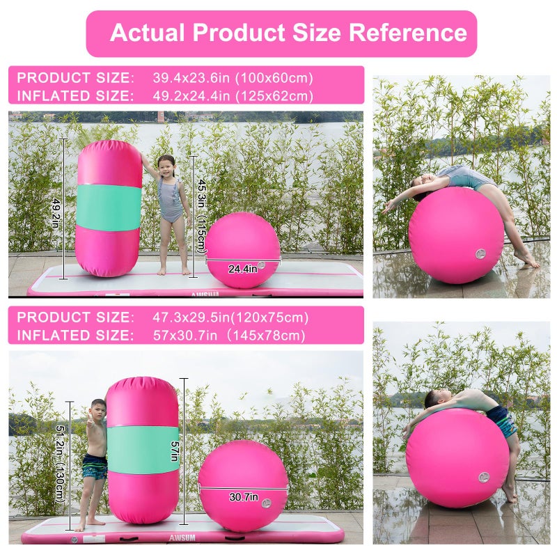 AWSUM Gymnastics Tumbling Equipment Barrel Inflatable Air Roller Thicken Octagon Mat back Handspring Trainer for Cheerleading Training Home Use, Without pump - Image 3