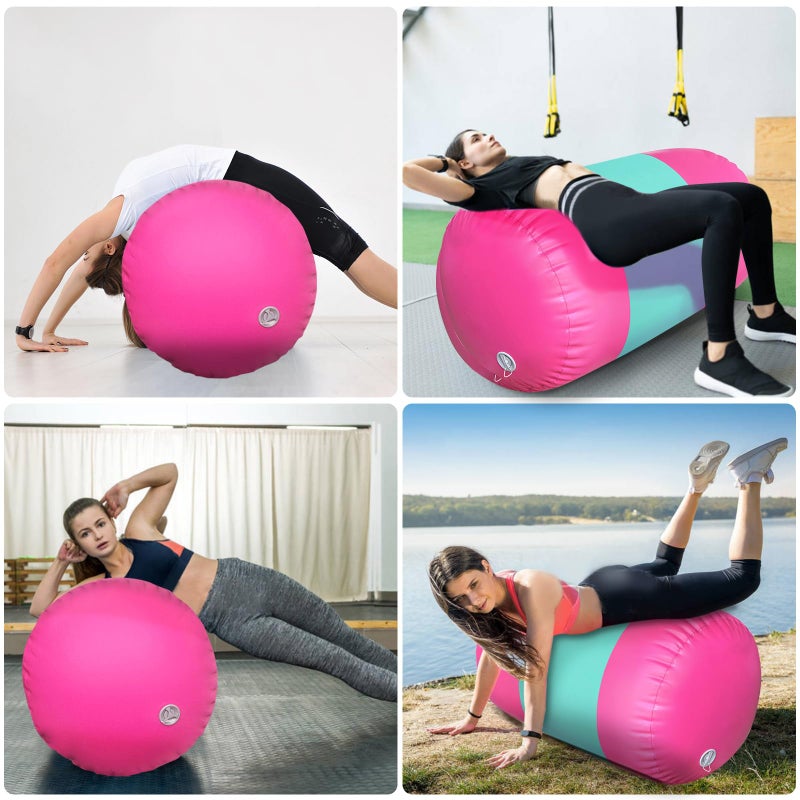 AWSUM Gymnastics Tumbling Equipment Barrel Inflatable Air Roller Thicken Octagon Mat back Handspring Trainer for Cheerleading Training Home Use, Without pump - Image 5
